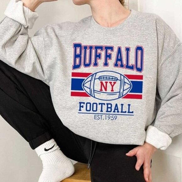 Buffalo Bills Football NFL Retro Throwback Style Graphic Team Sweatshirt 159 - Picture 1 of 5